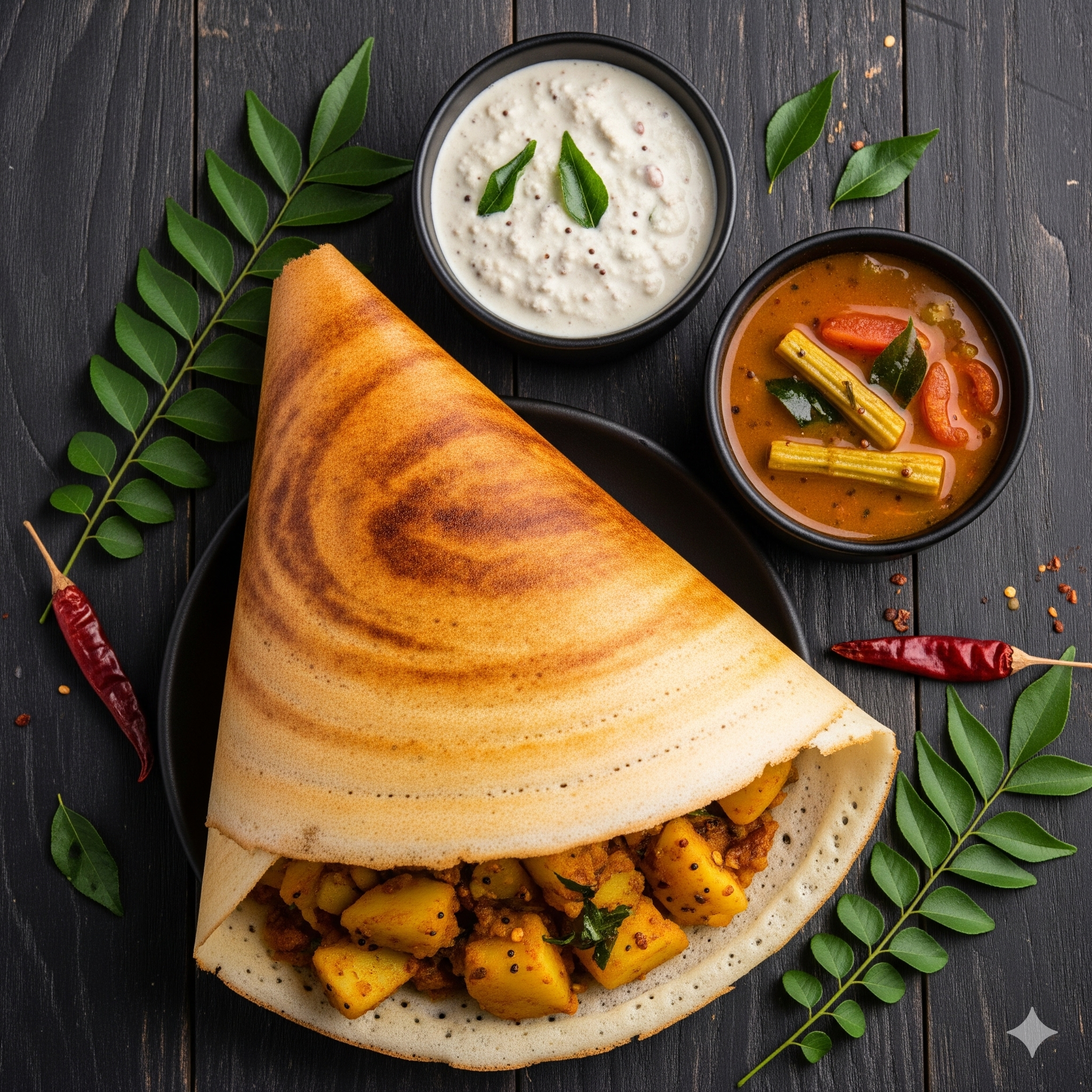 Masala Dosa - South Indian Vegetarian Breakfast